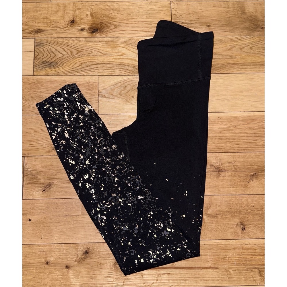 Lululemon Black Speckle Shine Speed Wunder Tight Leggings Women's Size 4